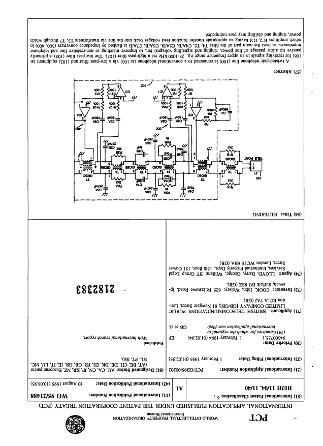 Document de brevet canadien 2182383. Abrégé 19950810. Image 1 de 1