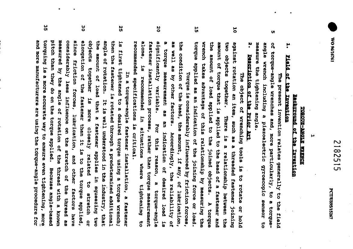 Canadian Patent Document 2182515. Description 19951129. Image 1 of 12