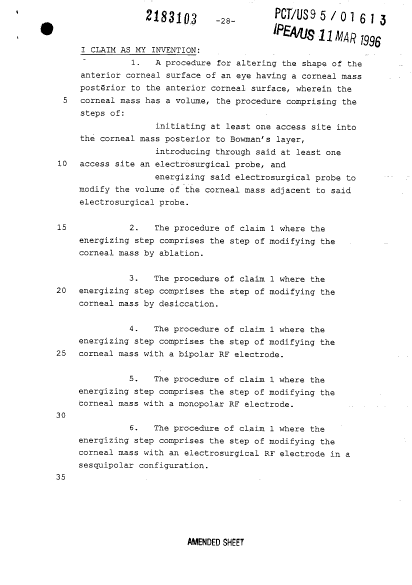 Document de brevet canadien 2183103. Revendications 19950817. Image 1 de 6