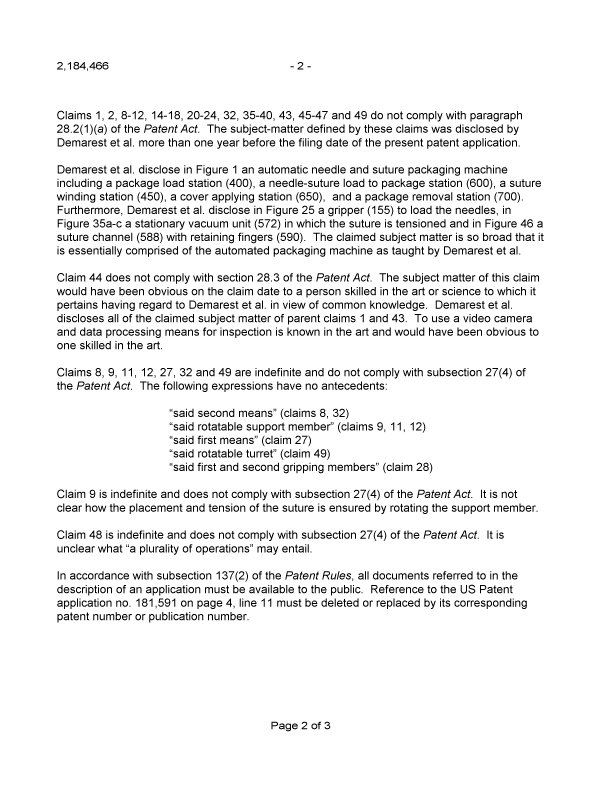 Canadian Patent Document 2184466. Prosecution-Amendment 20060120. Image 2 of 3