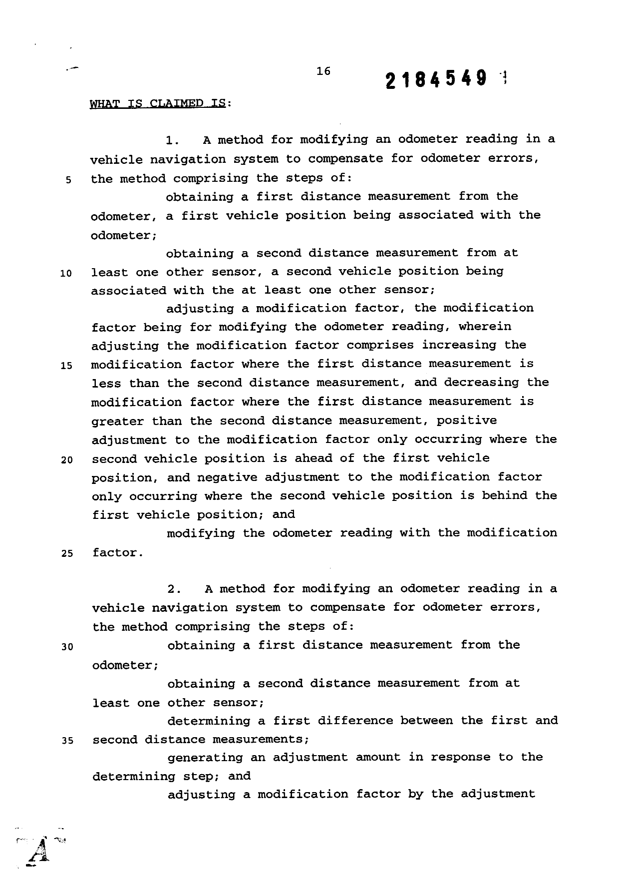 Document de brevet canadien 2184549. Revendications 19990113. Image 1 de 11
