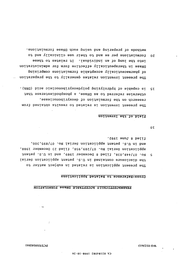 Canadian Patent Document 2184582. Description 19981026. Image 1 of 29