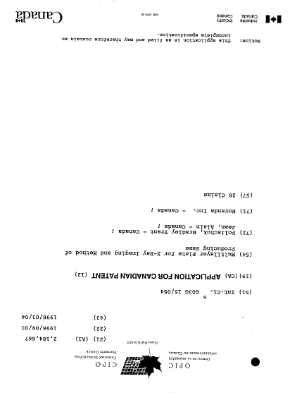 Document de brevet canadien 2184667. Page couverture 19961202. Image 1 de 1