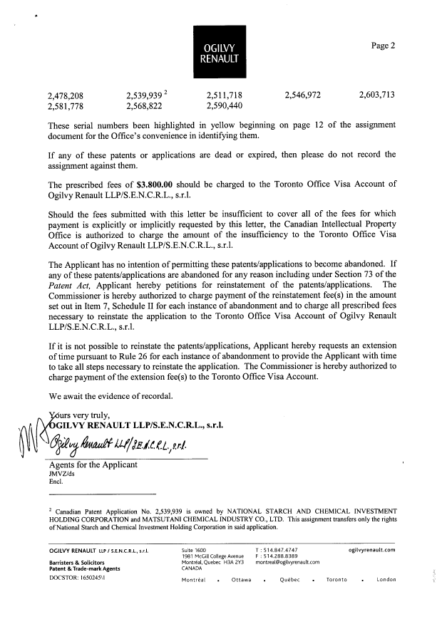 Document de brevet canadien 2186399. Cession 20090305. Image 2 de 70
