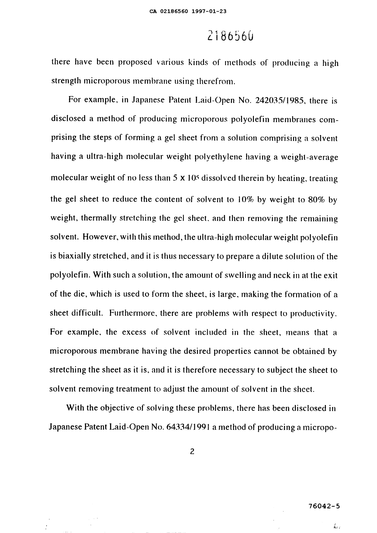 Canadian Patent Document 2186560. Description 19970123. Image 2 of 17