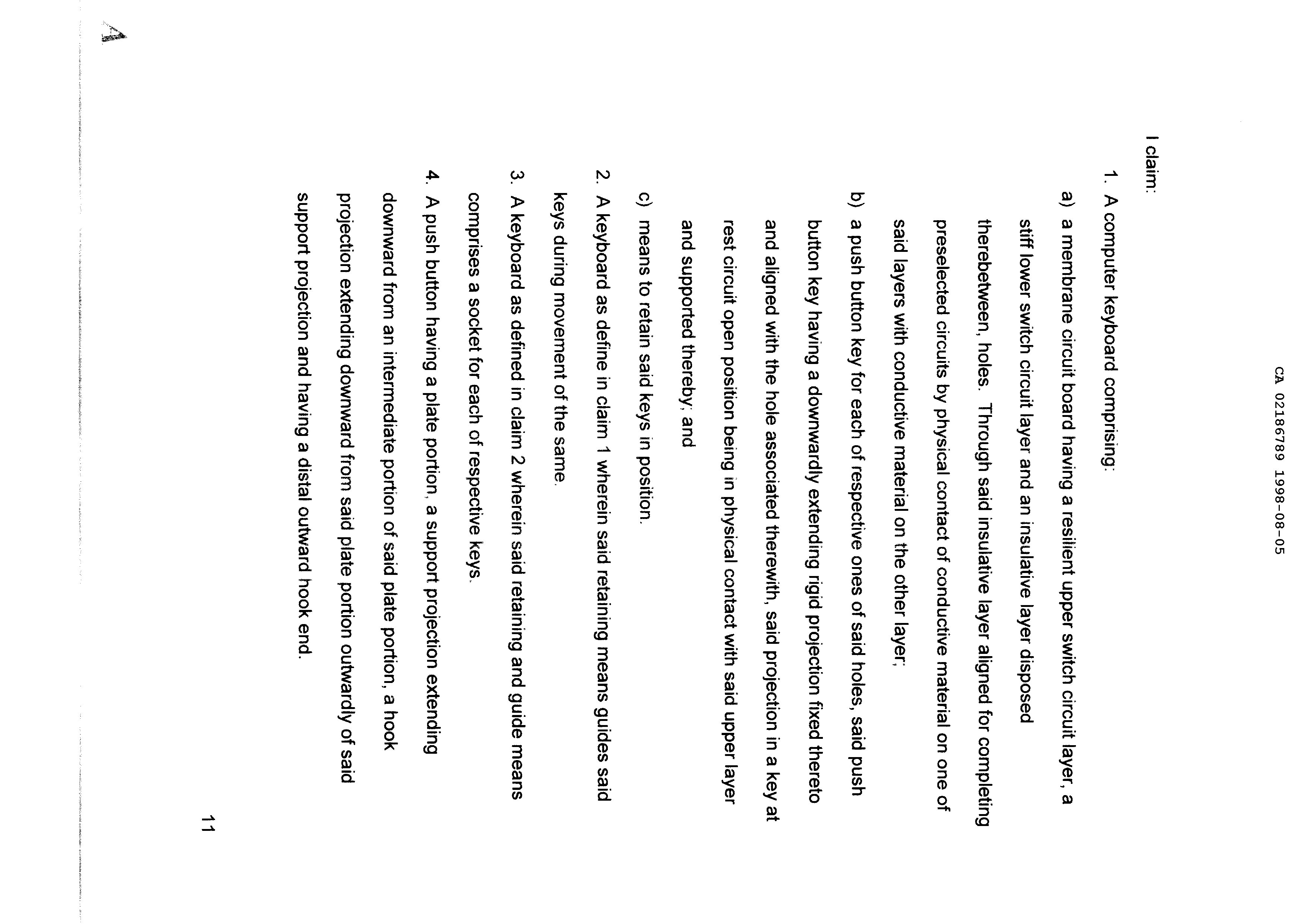 Canadian Patent Document 2186789. Claims 19971205. Image 1 of 3