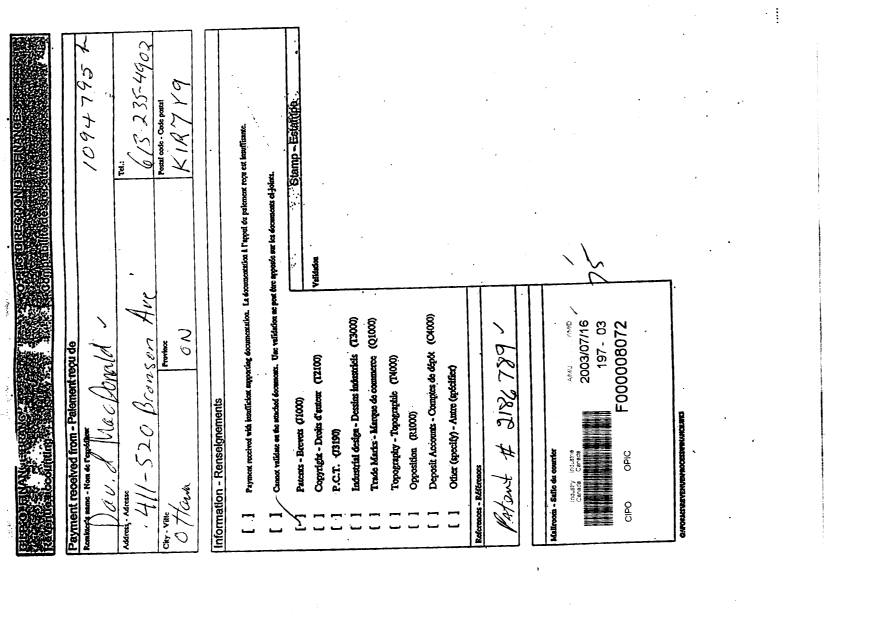 Document de brevet canadien 2186789. Taxes 20021216. Image 1 de 1