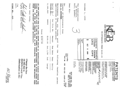 Canadian Patent Document 2186923. Fees 19991001. Image 1 of 1