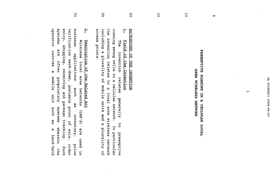 Canadian Patent Document 2186923. Description 20040903. Image 1 of 18