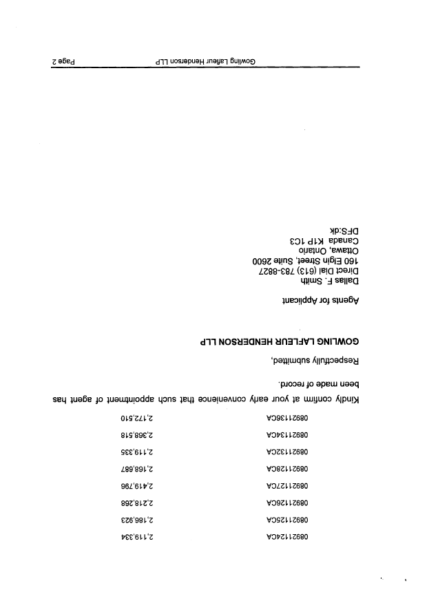Canadian Patent Document 2186923. Correspondence 20120719. Image 2 of 4
