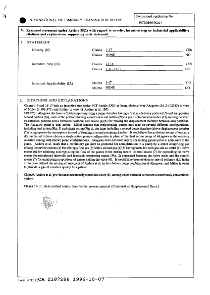 Canadian Patent Document 2187288. International Preliminary Examination Report 19961007. Image 7 of 8