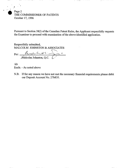 Document de brevet canadien 2188128. Cession 19961017. Image 2 de 11