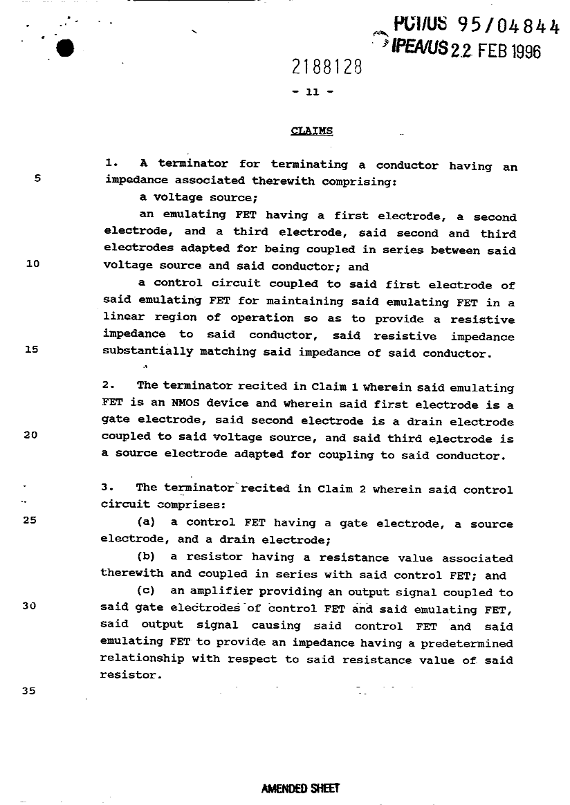 Document de brevet canadien 2188128. Revendications 19970612. Image 1 de 4