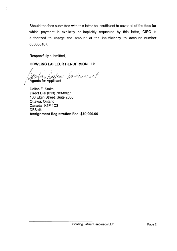 Document de brevet canadien 2189343. Cession 20111216. Image 2 de 8