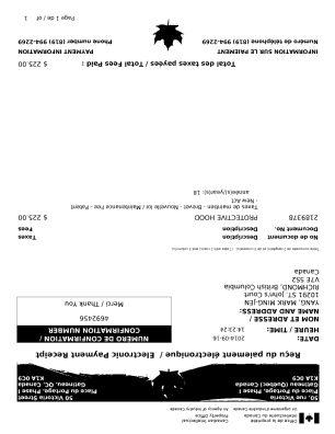 Document de brevet canadien 2189378. Taxes 20131216. Image 1 de 1
