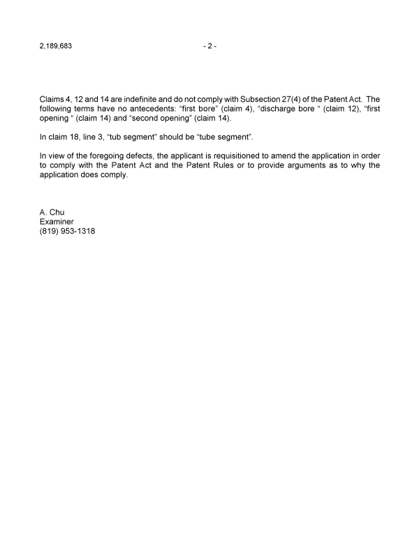 Document de brevet canadien 2189683. Poursuite-Amendment 20021105. Image 2 de 2