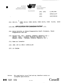 Document de brevet canadien 2189886. Page couverture 19970403. Image 1 de 1