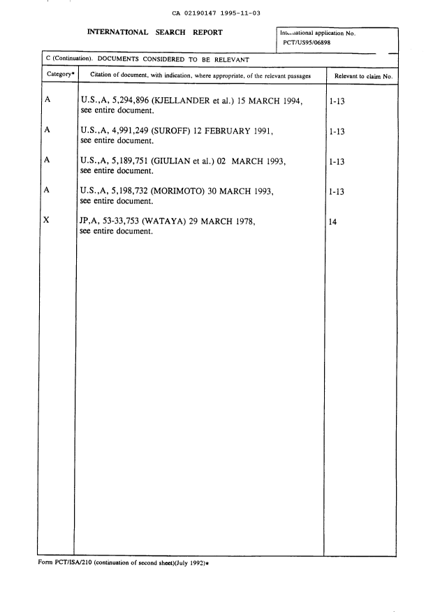 Document de brevet canadien 2190147. Poursuite-Amendment 19951103. Image 2 de 2