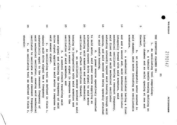 Document de brevet canadien 2190147. Revendications 19951214. Image 1 de 5