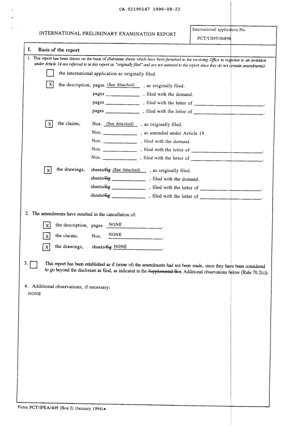 Document de brevet canadien 2190147. Poursuite-Amendment 19960822. Image 2 de 4