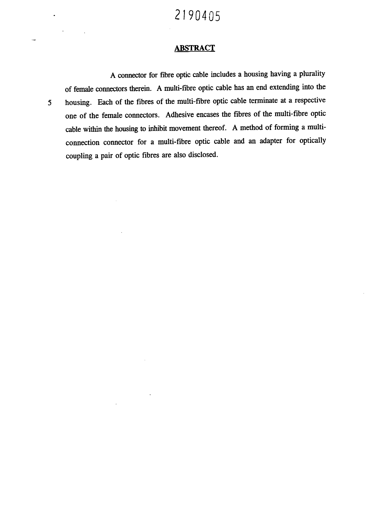 Document de brevet canadien 2190405. Abrégé 19970414. Image 1 de 1
