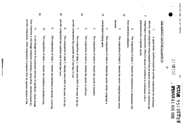 Document de brevet canadien 2190502. Revendications 19941223. Image 1 de 3