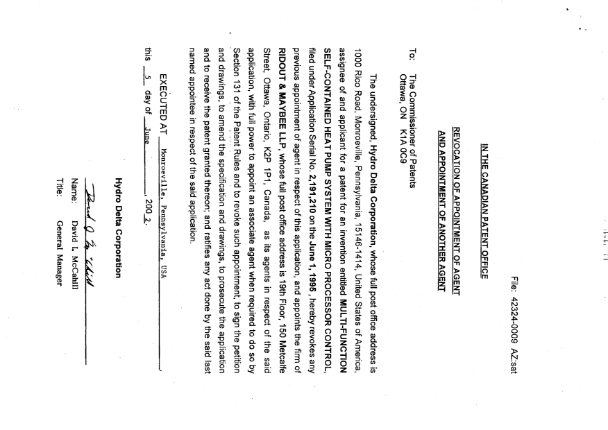 Canadian Patent Document 2191210. Correspondence 20020618. Image 2 of 2