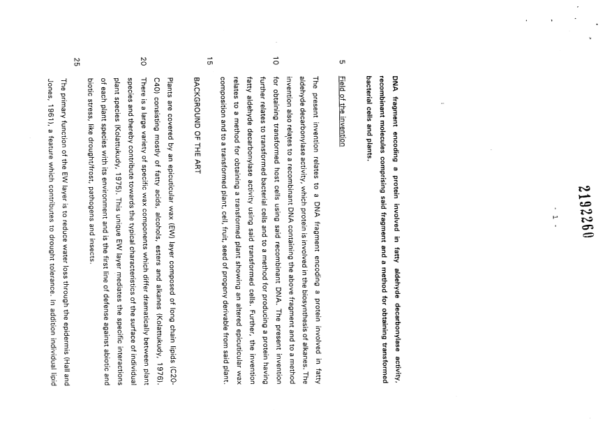 Document de brevet canadien 2192260. Description 20041122. Image 1 de 40