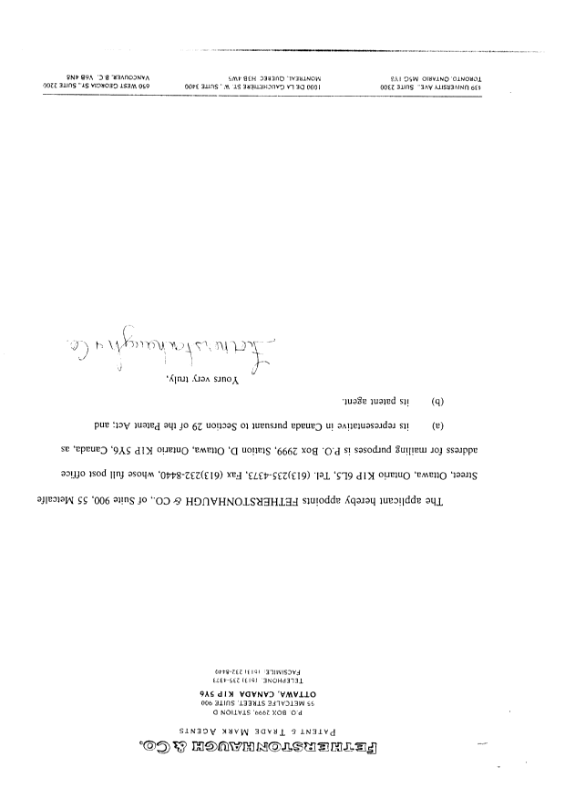 Canadian Patent Document 2192422. Correspondence 19961209. Image 1 of 1