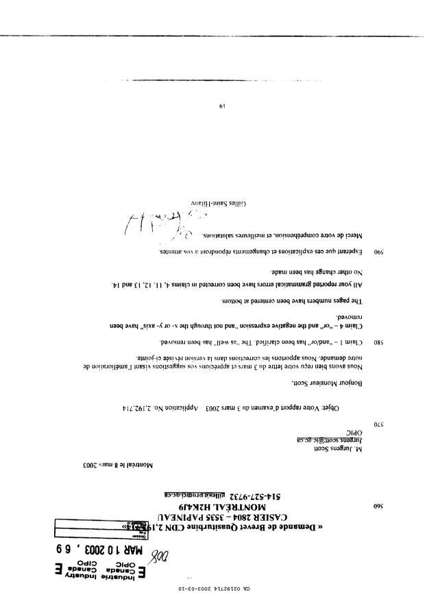 Canadian Patent Document 2192714. Prosecution-Amendment 20021210. Image 1 of 18