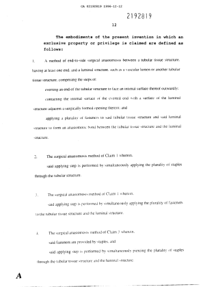 Document de brevet canadien 2192819. Revendications 19951212. Image 1 de 14