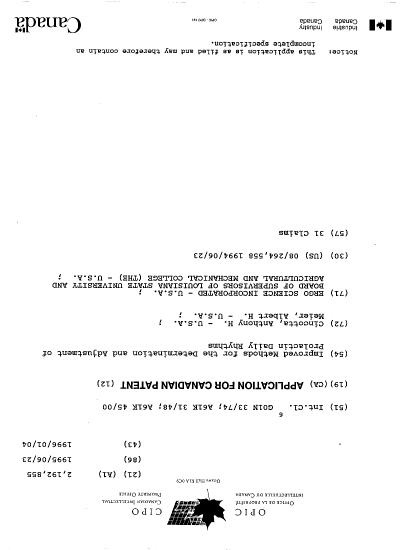 Canadian Patent Document 2192855. Cover Page 19980623. Image 1 of 1