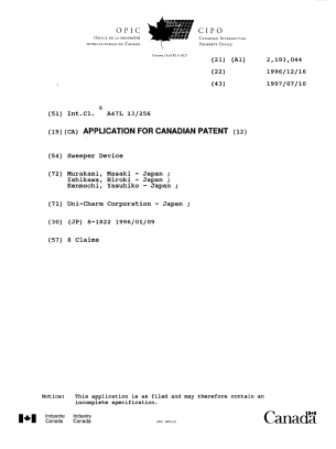 Document de brevet canadien 2193044. Page couverture 19980820. Image 1 de 1