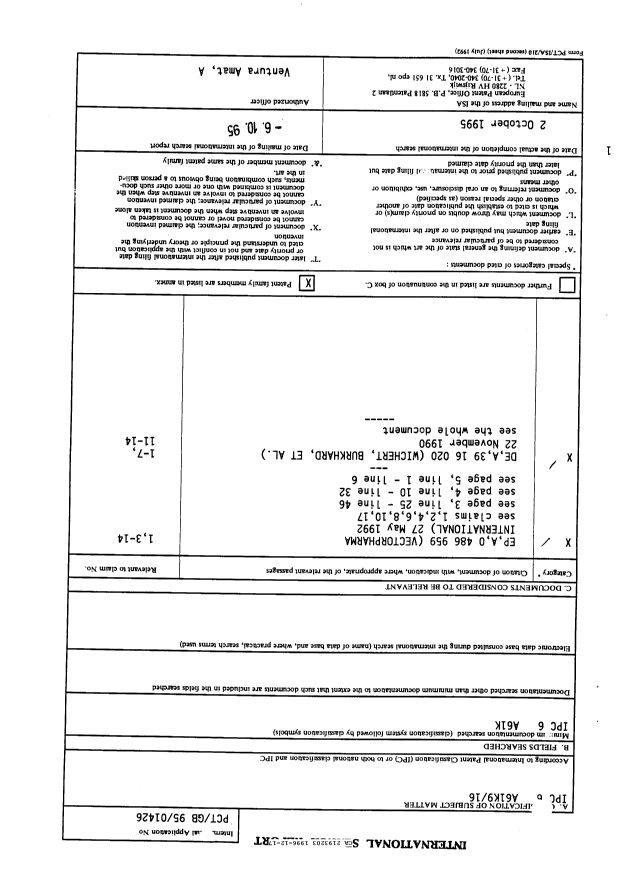 Canadian Patent Document 2193203. International Preliminary Examination Report 19961217. Image 1 of 11