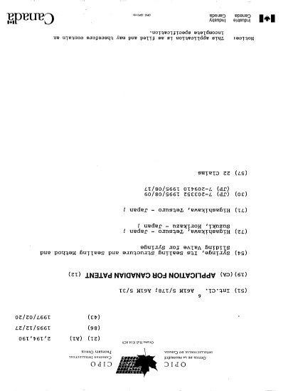 Canadian Patent Document 2194190. Cover Page 19980622. Image 1 of 1