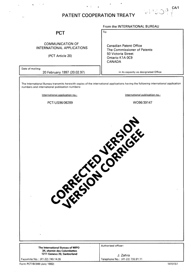 Document de brevet canadien 2195094. PCT 19961214. Image 1 de 8