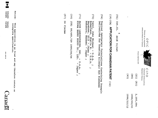 Document de brevet canadien 2195094. Page couverture 19970501. Image 1 de 1