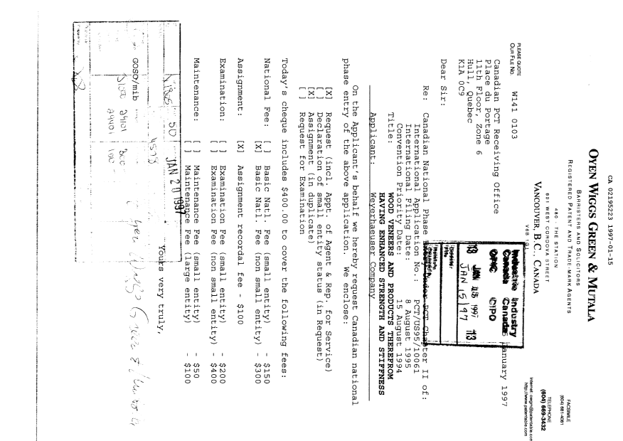 Canadian Patent Document 2195223. Assignment 19970115. Image 1 of 9