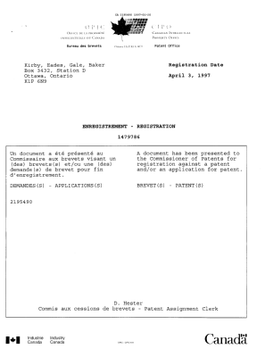 Document de brevet canadien 2195490. Correspondance de la poursuite 19970120. Image 1 de 4