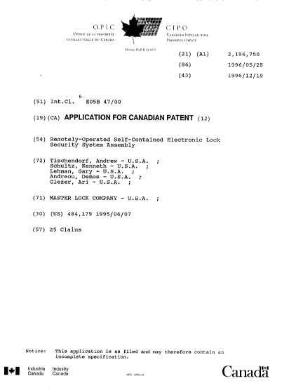 Document de brevet canadien 2196750. Page couverture 19980604. Image 1 de 1