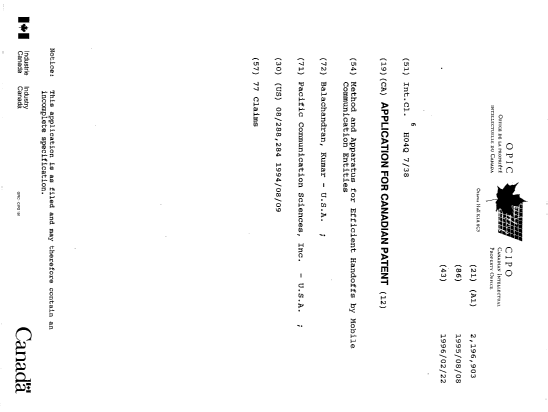 Document de brevet canadien 2196903. Page couverture 19980603. Image 1 de 1