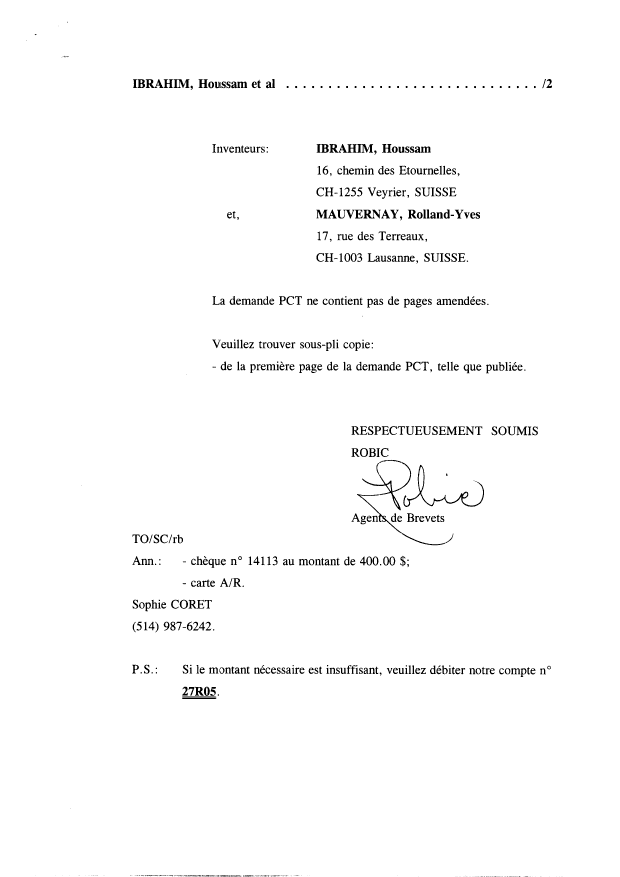 Document de brevet canadien 2196922. Cession 19970225. Image 2 de 9
