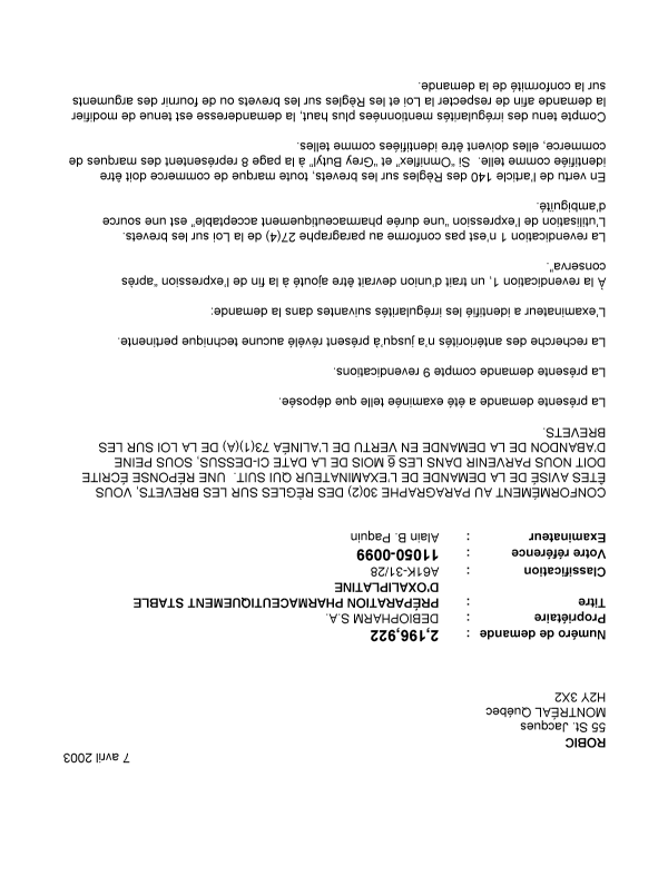 Canadian Patent Document 2196922. Prosecution-Amendment 20021207. Image 1 of 2