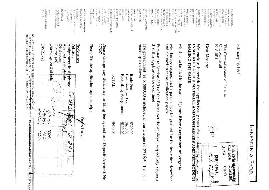 Document de brevet canadien 2197976. Cession 19970219. Image 1 de 9