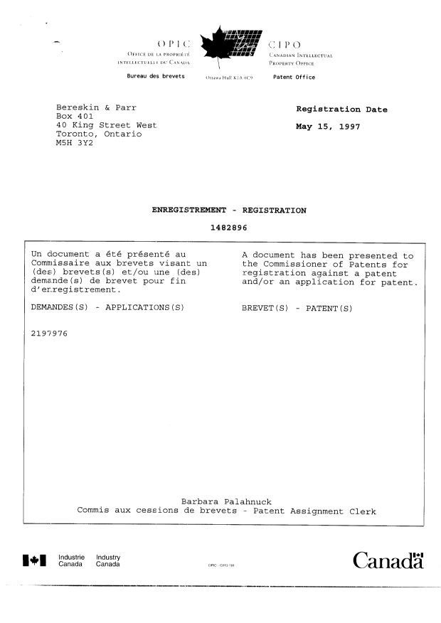 Canadian Patent Document 2197976. Assignment 19970219. Image 3 of 9