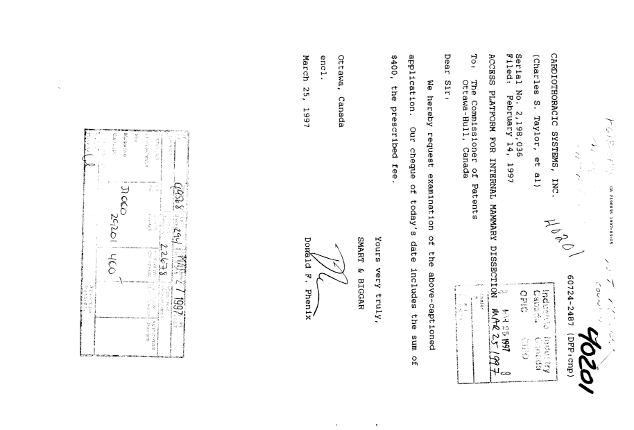Document de brevet canadien 2198036. Correspondance de la poursuite 19970325. Image 1 de 1