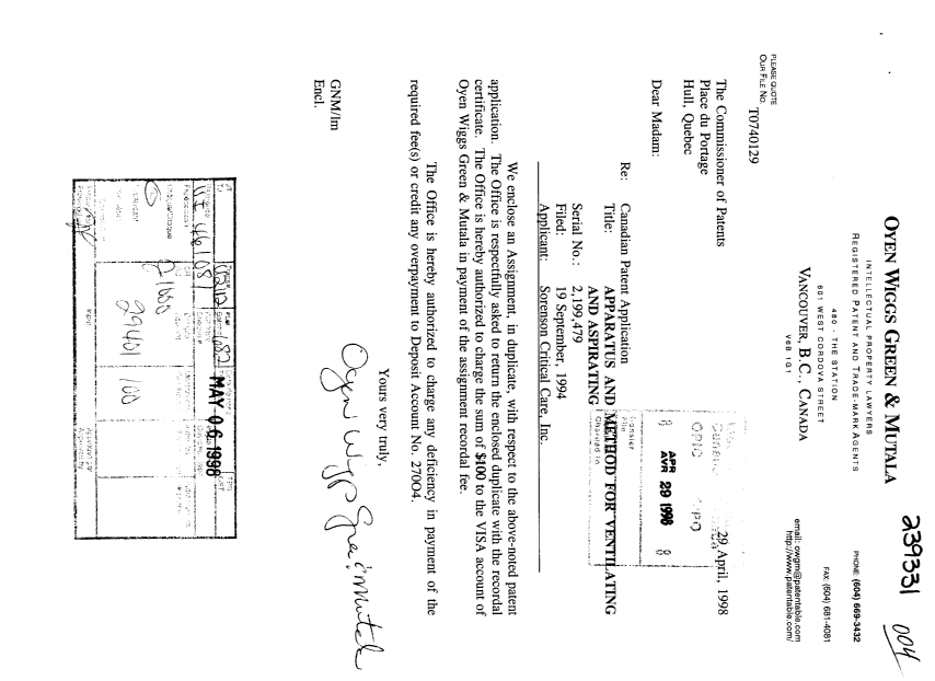 Canadian Patent Document 2199479. Assignment 19980429. Image 1 of 8