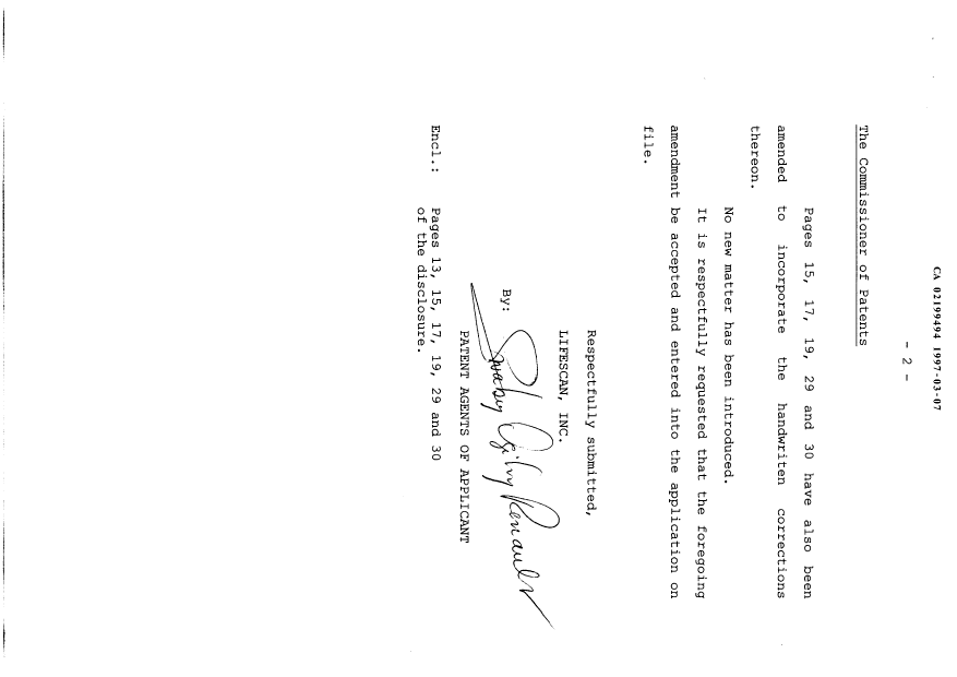 Canadian Patent Document 2199494. Prosecution-Amendment 19970307. Image 2 of 8