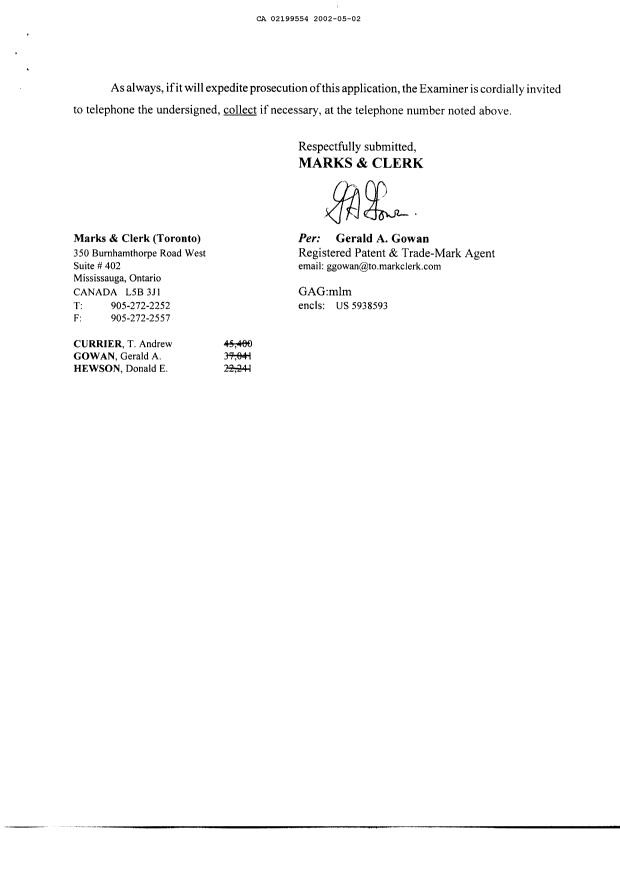Canadian Patent Document 2199554. Prosecution-Amendment 20020502. Image 2 of 2