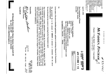 Canadian Patent Document 2199637. Prosecution-Amendment 20020425. Image 1 of 1